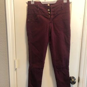 Maroon stretchy skinny jeans